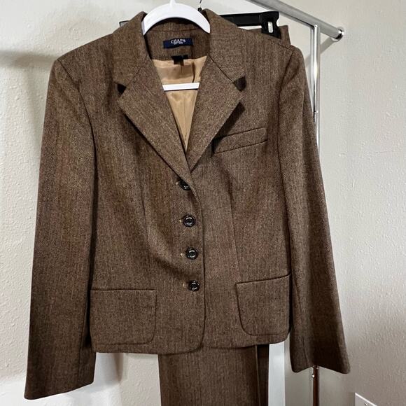 Vintage, Chaps Herringbone Wool Suit Set, Women's 12 - Picture 3 of 10